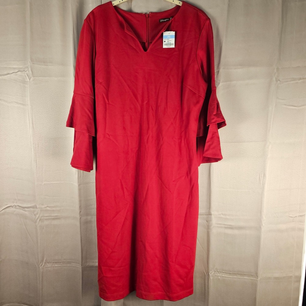 NWT‎ J McLaughlin Womens Holiday Red Bell Sleeve Letty Dress Medium